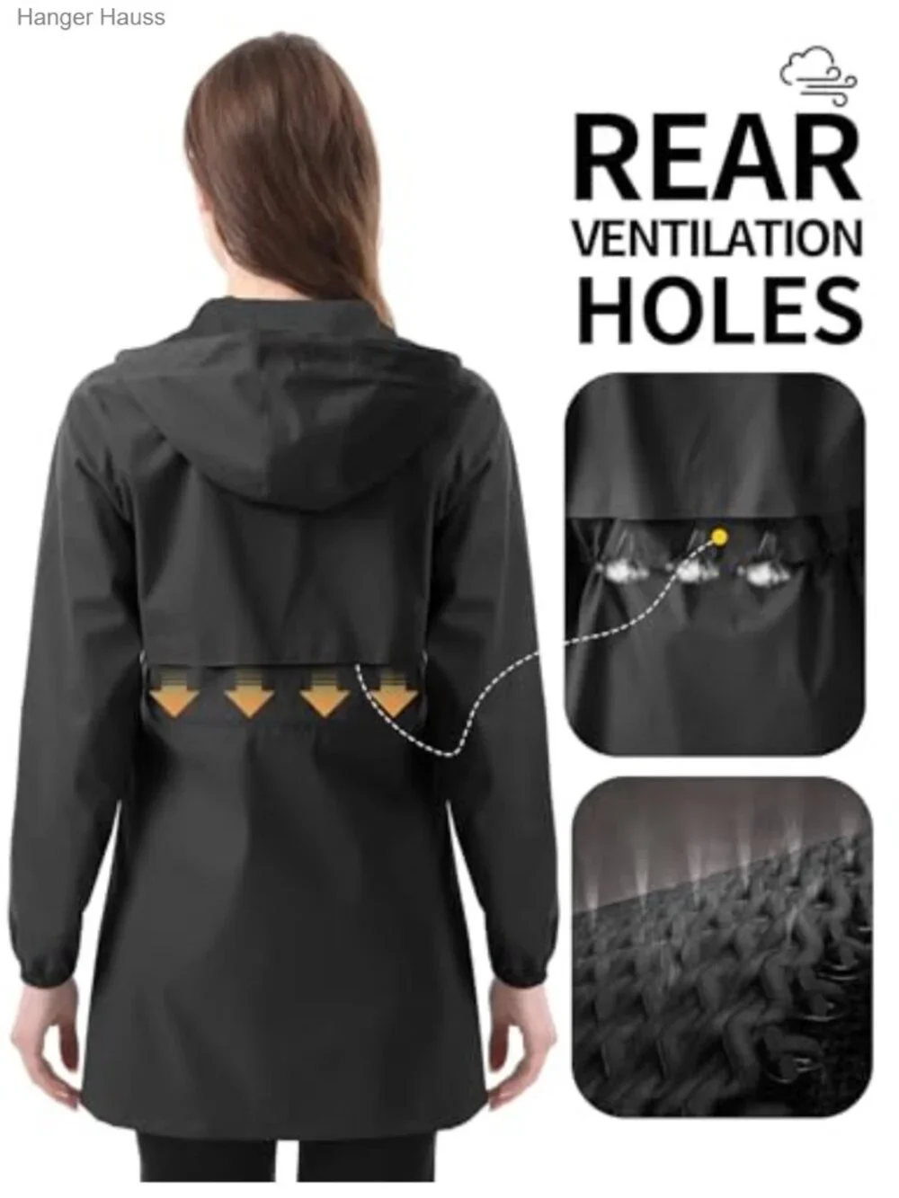 Women's Waterproof Lightweight Hooded Rain Jacket with Packable Bag